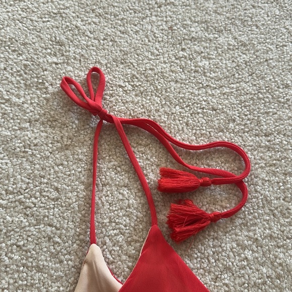 Living Doll Flowy Tassel Tie Shoulder Strap Dress Size XL  Coral Maroon - Picture 6 of 14